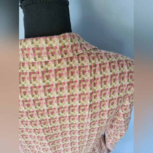 Talbots Wool Blend Tweed Blazer Italian Fabric Size 8 Pink - Picture 4 of 13